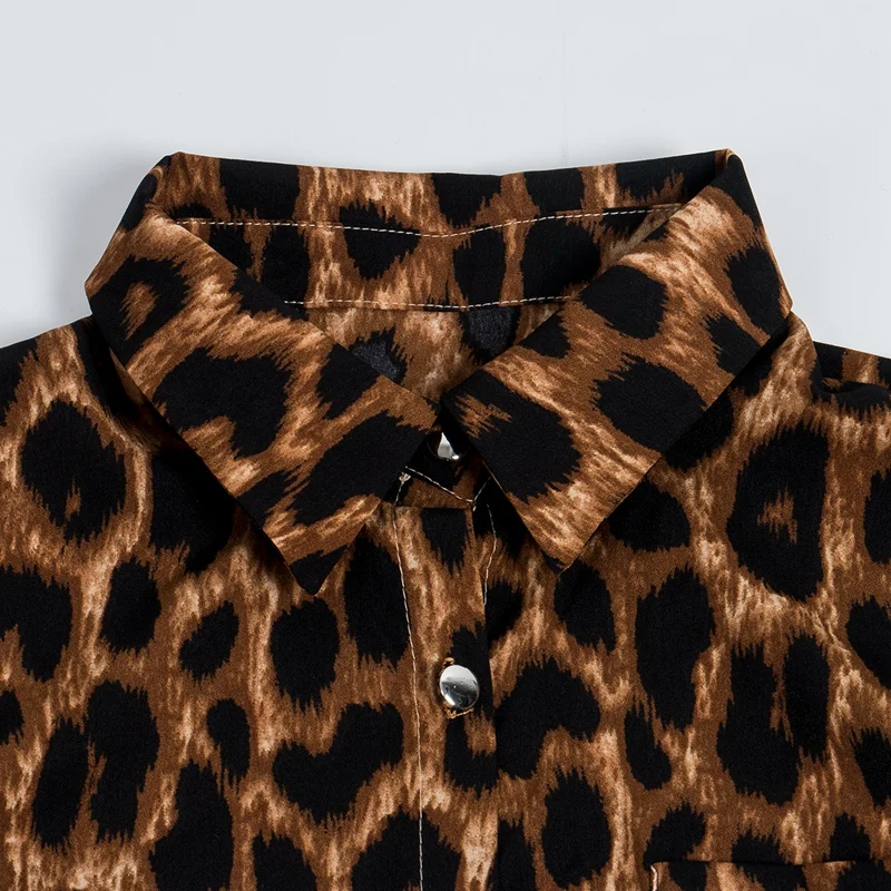 Новинка, женская летняя леопардовая рубашка с длинным рукавом и v-образным вырезом, змеиная кожа, Повседневная блузка, топы
