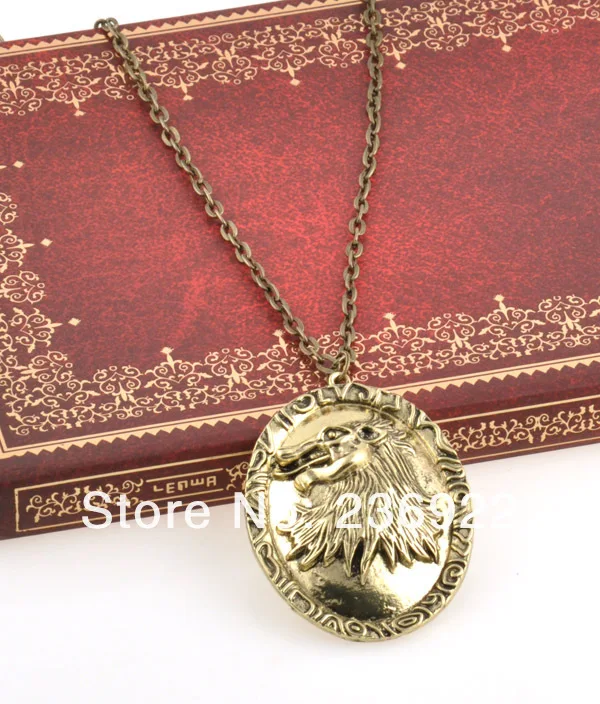 

ZRM 20pc/lot Wholesale Fashion Vintage charm Game of Thrones Stark Pendant Wolf Pendant Necklace Movie jewelry For Men And Women