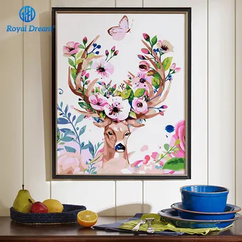 

DIY Christmas Gifts Crafts for Adults Oil Painting By Numbers Acrylic Paint By Number Kits Home Decor Deer Poster for Livingroom
