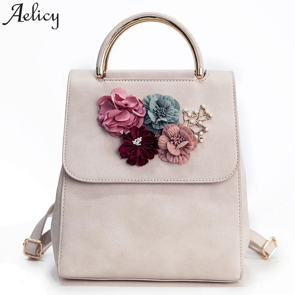 

Aelicy bags women men 2018 Pu Backpack Hot sale Fashion Women Floral Backpack Lady Leather Shoulder Bag for dropshipping