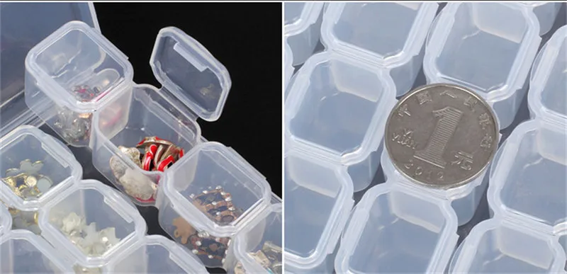 Caixa de Armazenamento de Plástico Conjuntos Slots Organizador Case Transparente Retângulo Contas Brinco Jóias Container Ferramenta Unha 6 28 17 High Quality Beleza e saúde