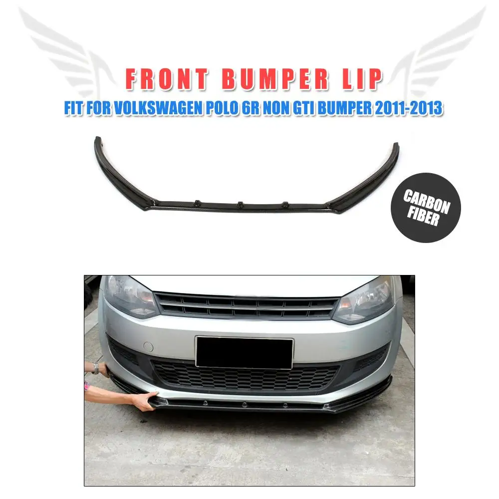 Carbon Fiber Front Bumper Lip Chin Spoiler For Volkswagen VW Polo 6R