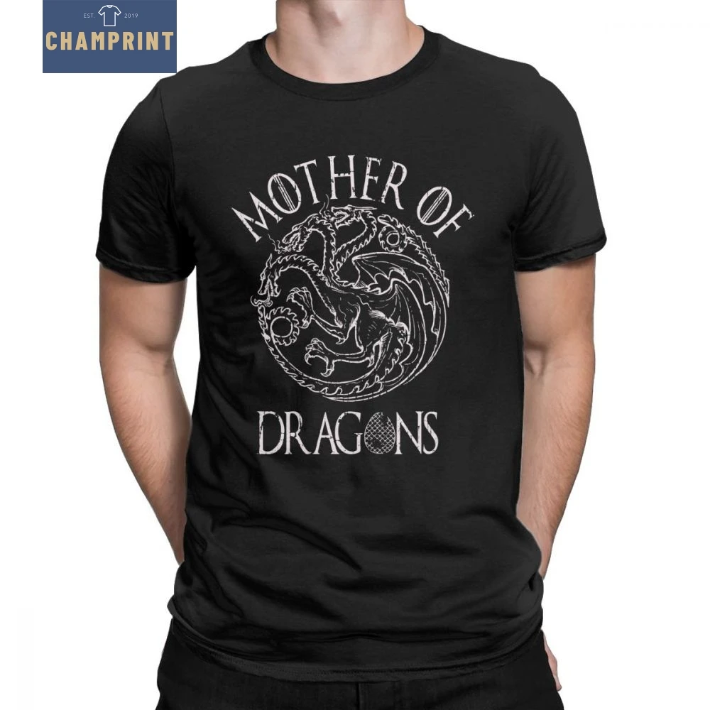 

Men Game Of Thrones T Shirt Daenerys Targaryen T-Shirt Stylish Crewneck Short Sleeve Clothes Cotton Tee Shirt Grey