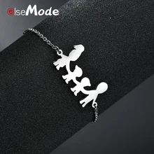 ELSEMODE настраиваемый Шарм Близнецы мама папа семья золотые браслеты/серебро Нержавеющая сталь для женщин Pulsera Ювелирные изделия Подарки