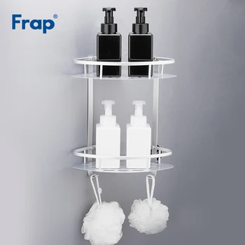 

Frap New Bathroom Two Layers Shelves Holder Space Aluminum Corner Basket Shelf Bathroom Cosmetic Storage Accessories Y38014-2