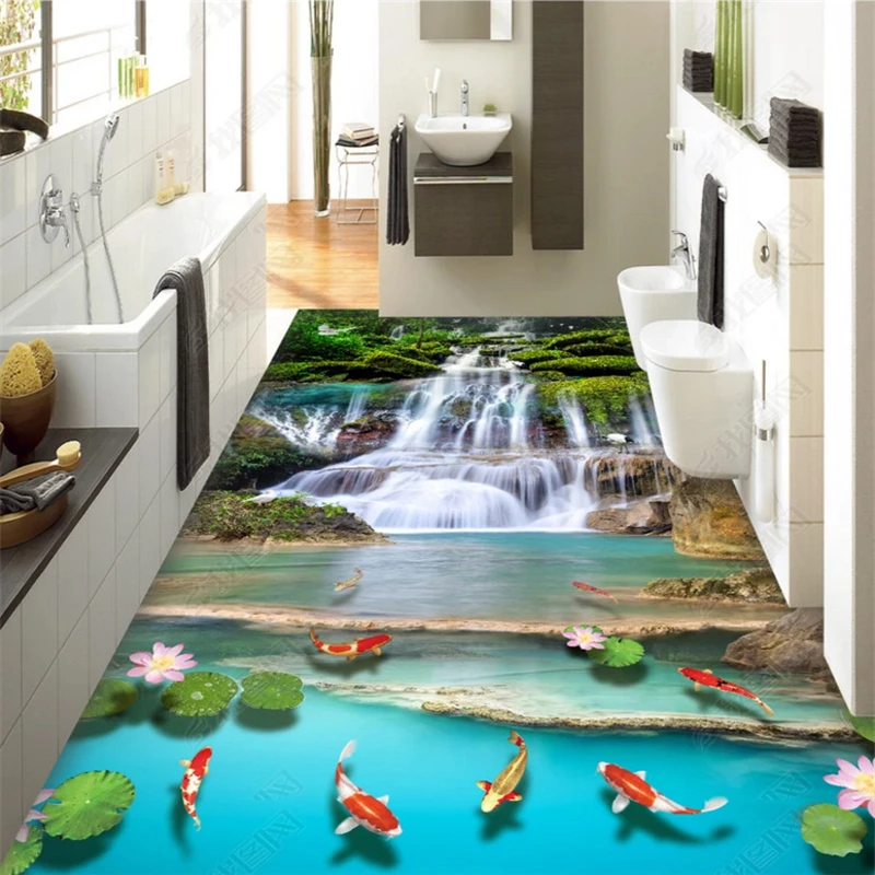 beibehang Fashion custom classic waterproof wallpaper waterfall water dreams jungle 3D floor painting wall papers home decor