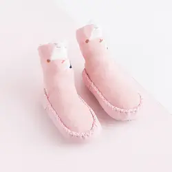 KiDaDndy/носки для малышей 0-3 лет, теплые плотные Носки с рисунком лисы, обувь для первых прогулок, обувь для малышей