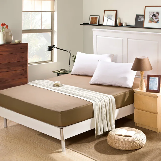 100% Cotton Solid Fitted Bed Sheet Elastic Mattress Cover Cushion
