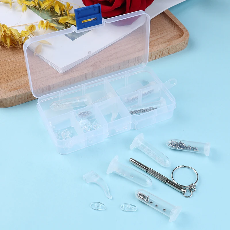 

Eyeglass Nose Pad Repair Screws Tool Box Set Optical Glasses Repair Kit Sunglasses Screw Nut Assortment Set