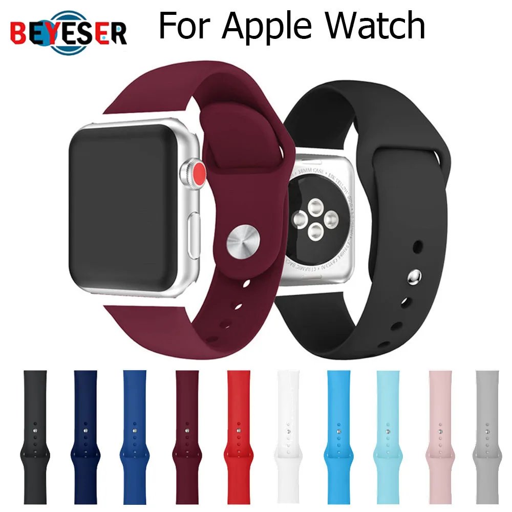 

Colorful Sport Silicone 40mm 44mm Band For Apple Watch Series 1 2 3 4 5 38mm 42mm Wrist Bracelet Strap Watch Replacement Bands