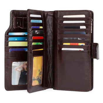 

Business leisure leather men's wallet multi-card holders Phone Pocket Bag Long Purse High-capacity functional cowhide Wallet Men