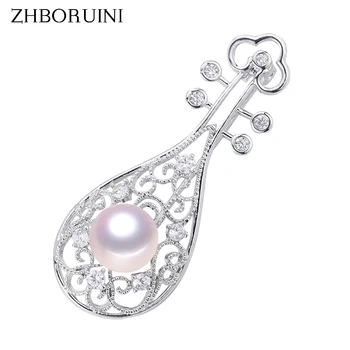

ZHBORUINI New Design Fine Jewelry Natural Freshwater Pearl Brooch Chinese Style Instruments Pipa Brooch Pins Pearl Jewelry Women