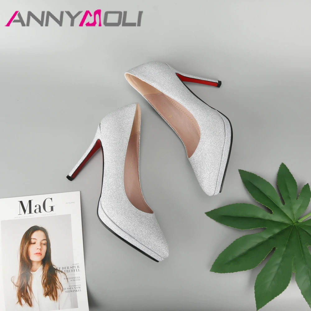 ANNYMOLI/свадебные туфли на платформе и высоком каблуке Женские шикарные свадебные