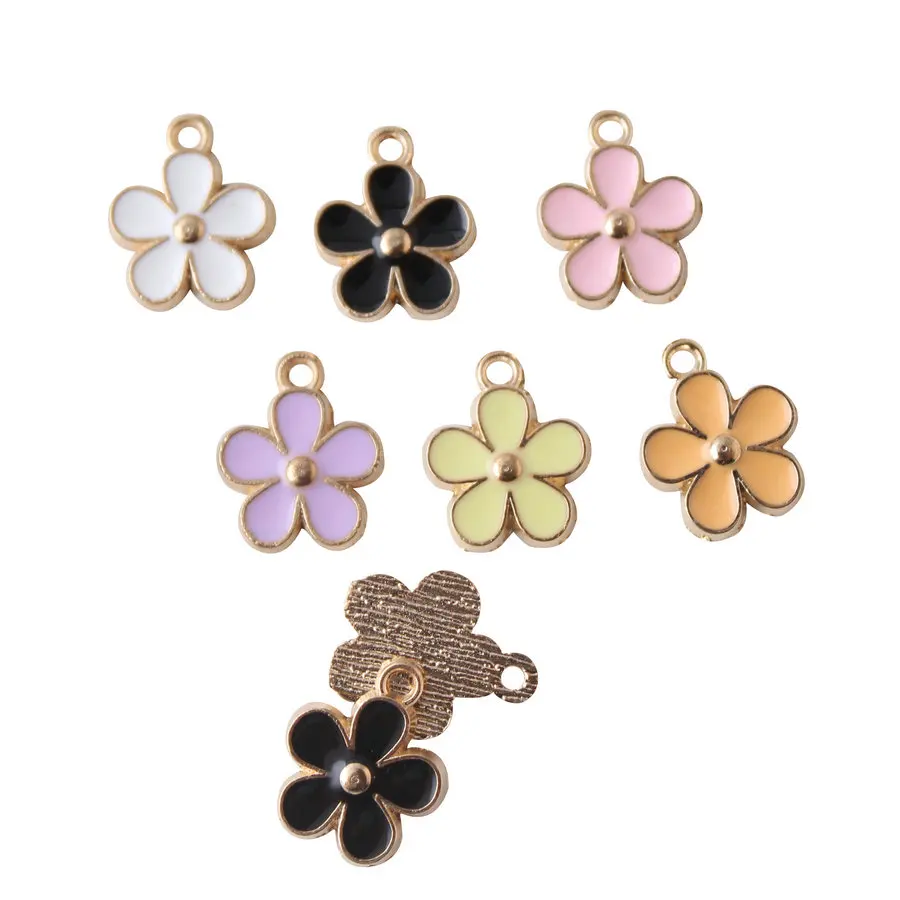 

Mini Order 20PCS13*16MM Multicolor gold Color Plated Spring Little Flower Shape Alloy Charm Girls DIY jewelry Bracelet Charms