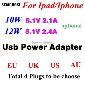 

SZAICHGSI 5.1v 2.4A 2.1A 12W 10W USB Power Adapter AC home Wall Charger EU US AU UK plug For iPad pro air Mini iphone 100pcs