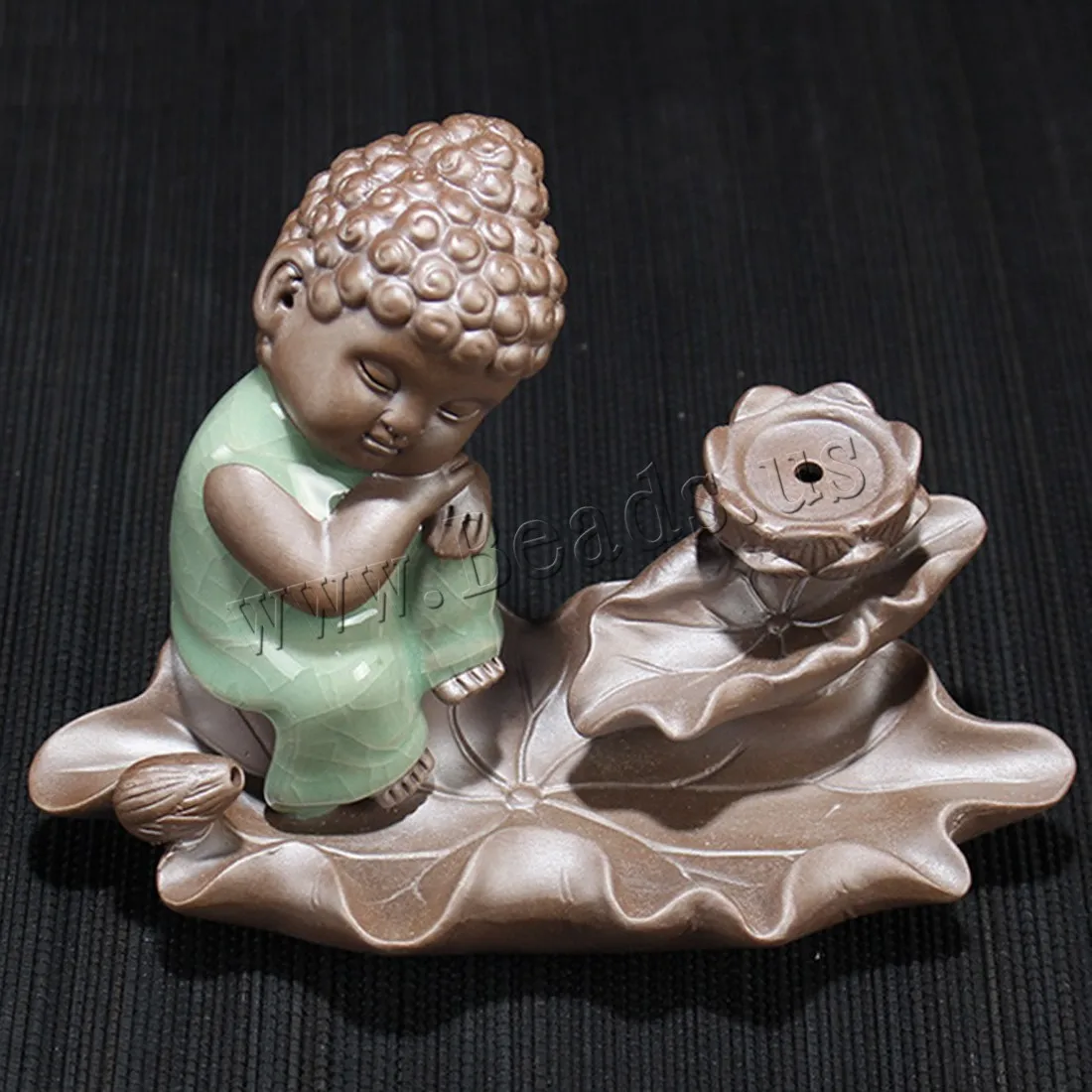 Ceramic Small Buddha Backflow Incense Burner Lotus Flower Smoke Waterfall Incense Holder Censer Use In Home Office Teahouse