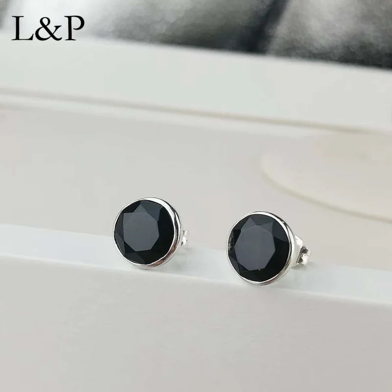 

L&P 2019 New Fashion Real Silver Agate Stud Earrings For Lady Original Elegance 925 Sterling-silver Luxury Fine Jewelry