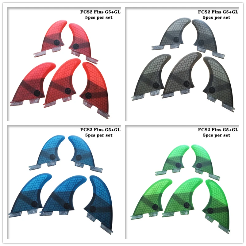 

FCSII G5+GL Surfboard Blue/Black/Red/Green color Honeycomb Fins tri-quad fin set FCS 2 Fin Hot Sell FCS II Fin Quilhas