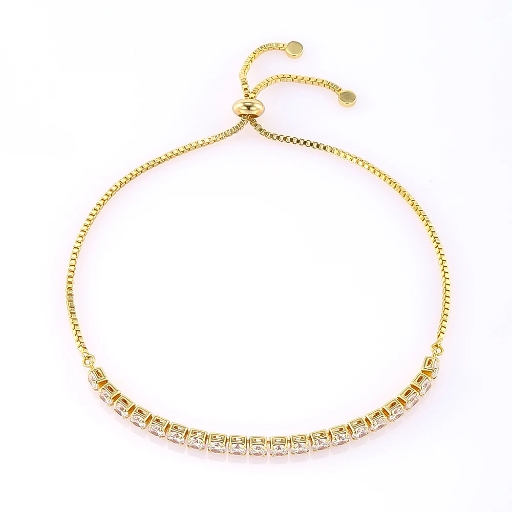 

Lateefah Iced Zircon Tennis Chain Bracelet Women Men's Hip hop Jewelry Copper Material Gold Silver Rose Color Box Clasp Bracelet