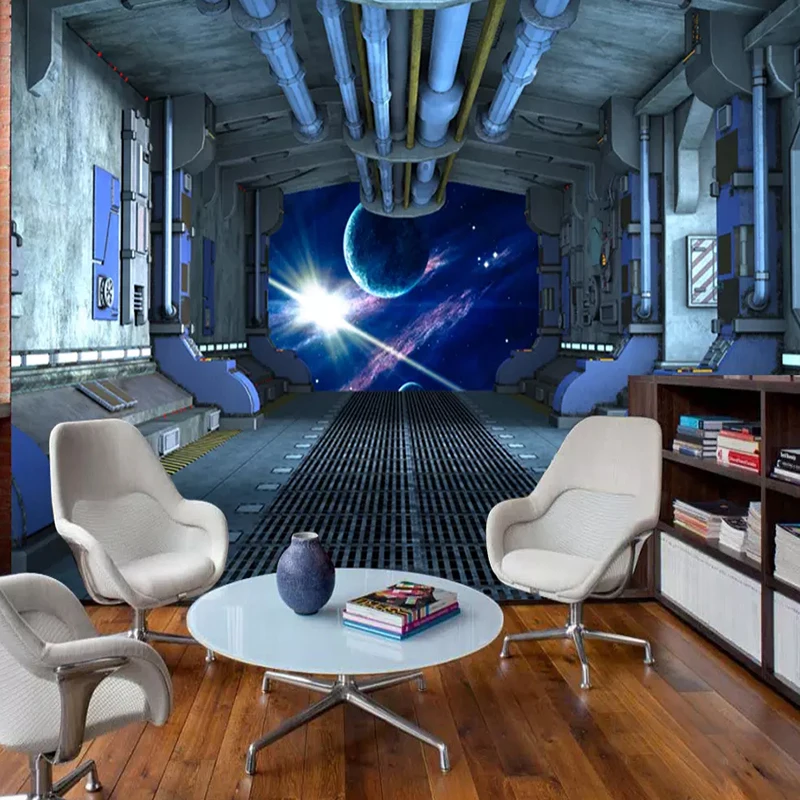 

Kids Room Wall Cloth Mural Personal spaceship capsule Photo Wallpaper Children's Room 3D Self Adhesive Vinyl/Silk Wall Painting