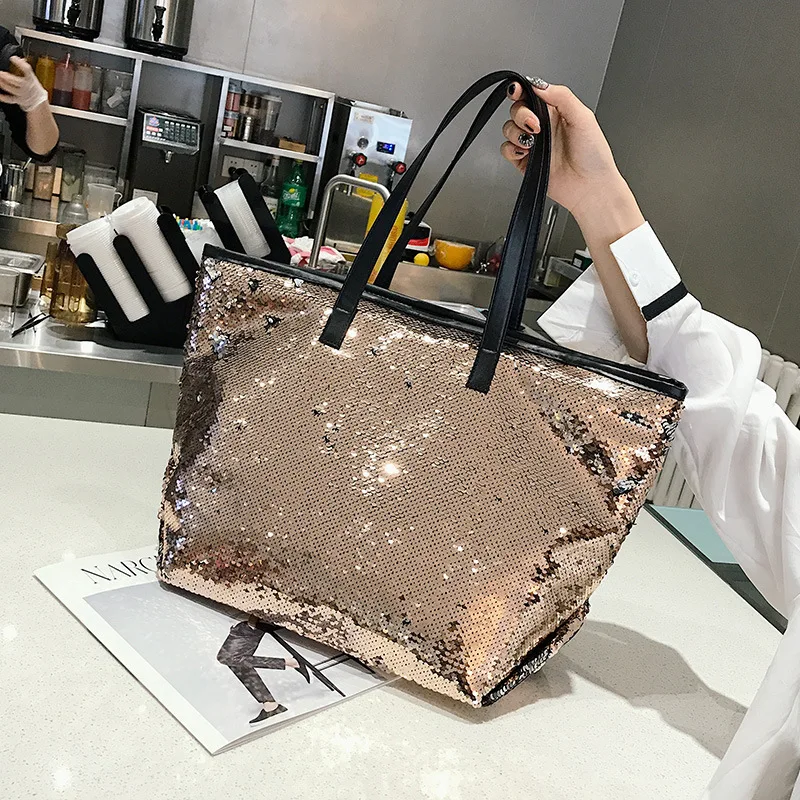 Colorful Sequin Beach Handbag Simple Shoulder bag Hot Sale Crystal Tote  Female High capacity Shopping Bag Women Bags Designer