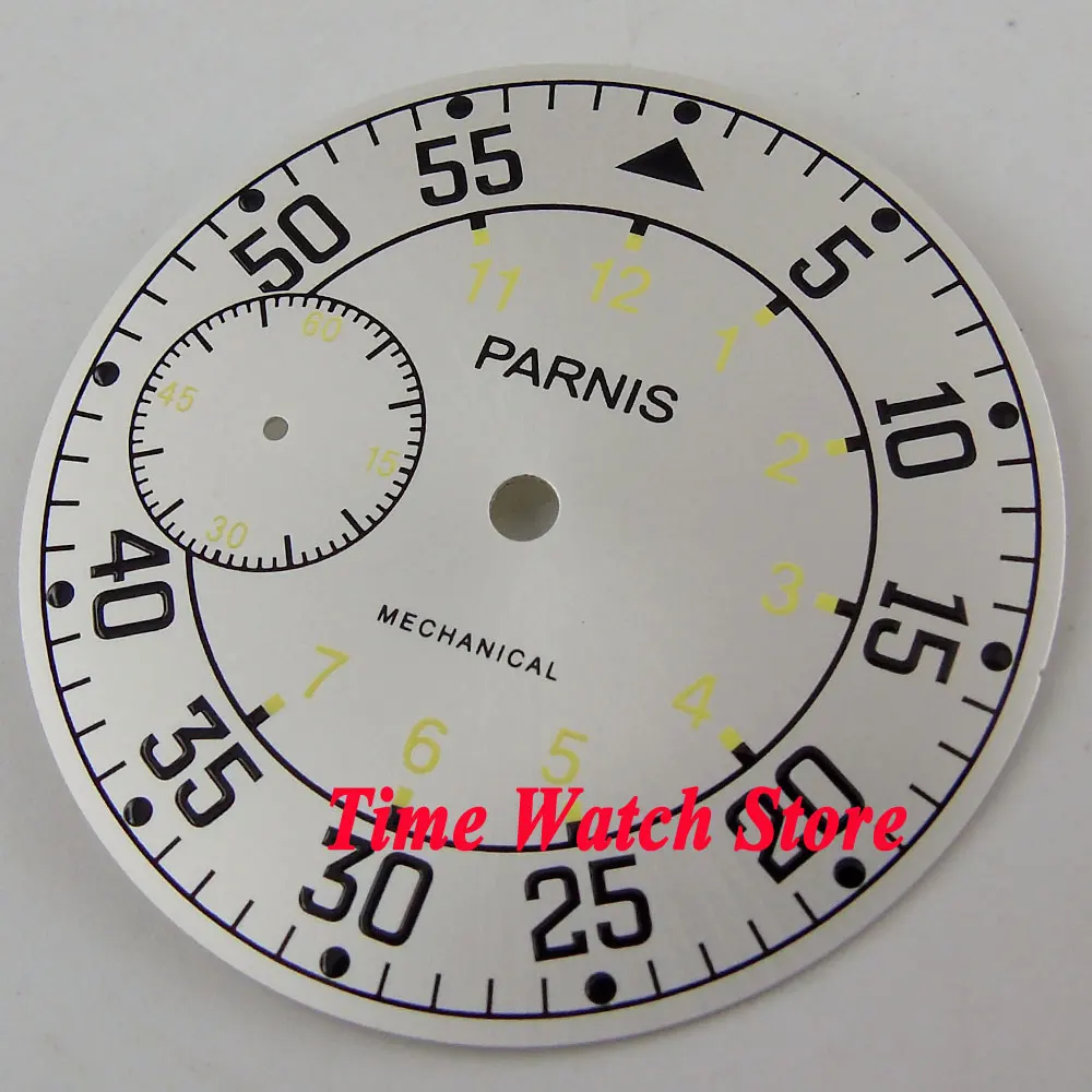 Apto para Eta Parnis Branco Dial Dual Time Zona 6497 Movimento Mecânico Assista D106 38.9mm