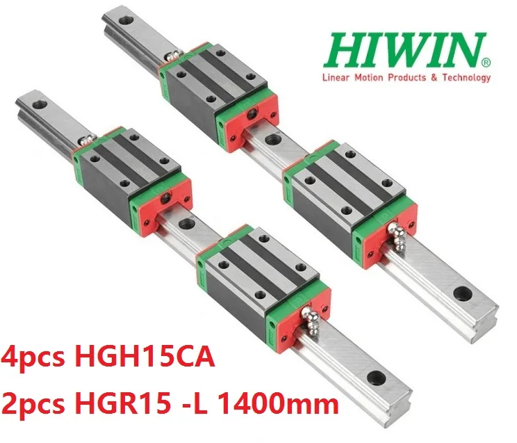 

2pcs 100% original Hiwin rail HGR15 -L 1400mm + 4pcs HGH15CA linear blocks for cnc