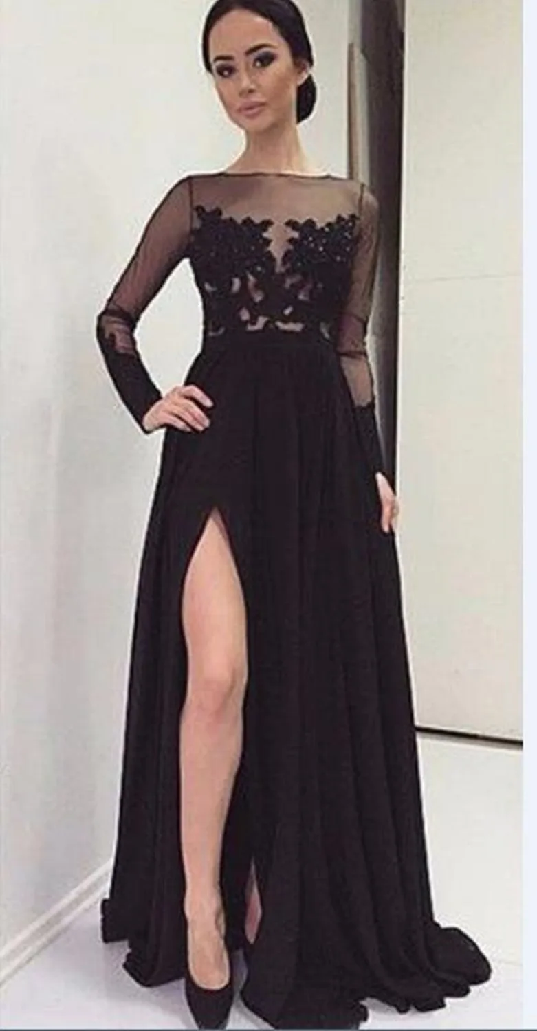 long black evening dress with split