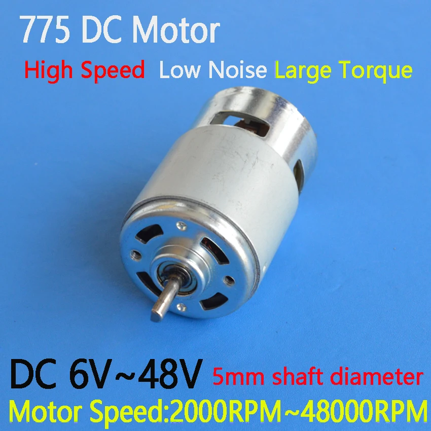 Nuevo DC 6 V 12 V 24 V 36 V 48 V Motor de Torque grande de alta potencia bajo ruido 775 herramientas de rodamiento de bolas de Motor