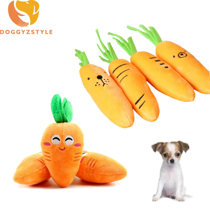1Pcs Carrot Shape Dog Chew Squeaky Toy Plush Puppy Molar Teeth Biting