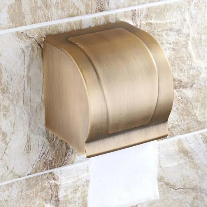 

Antique brass wall mounted waterproof paper box 100%solid brass bathroom toilet tissue paper holder square style