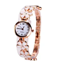 New Design Rose Gold Women s Watches Luxury Diamond Fashion Flower Bracelet Quartz Watches Clock Women