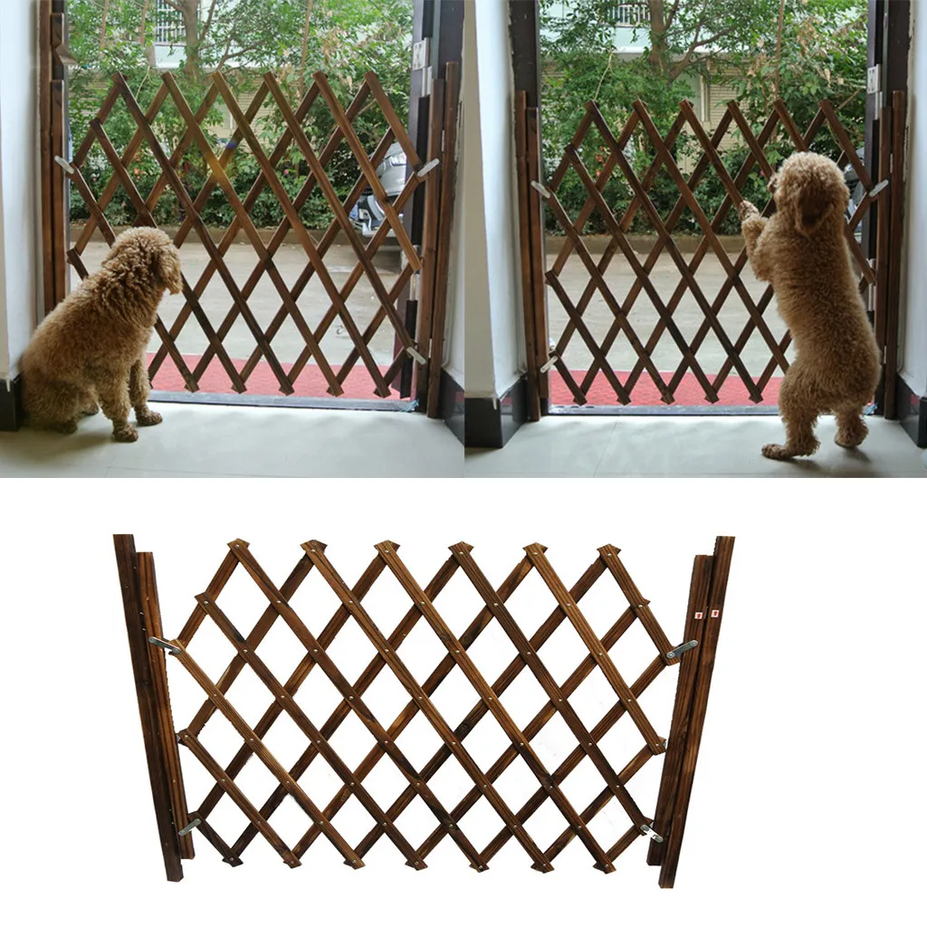 

Small Pet Wooden Fence Isolation Door Gate Guard Telescopic Safety Rail Barrier