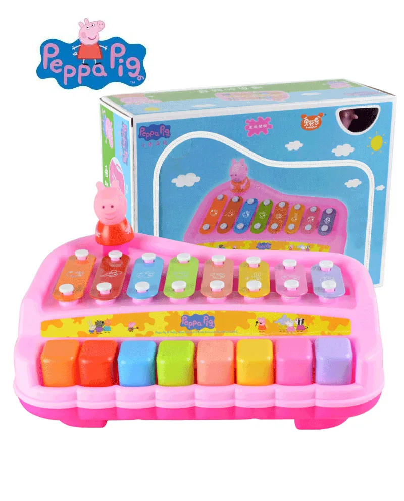 

2018 new Arrival Genuine Peppa Pig 8-color 8-SCALE piano KNOCK PLAY Musical Instruments Guitar Education Toy kids gift