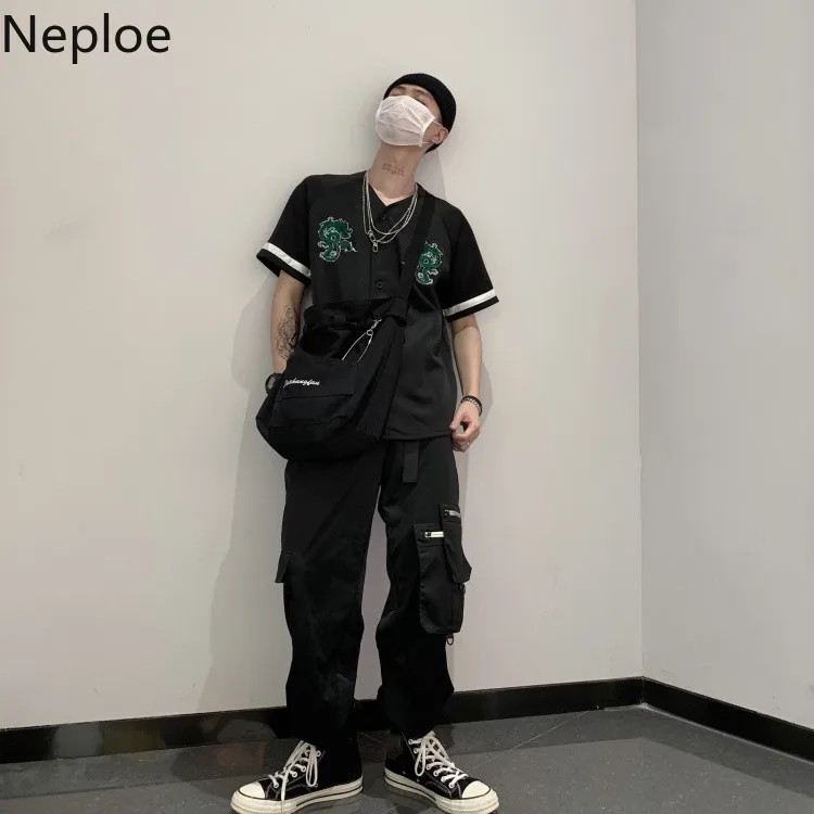 Neploe 2019 летние женские Топы Блузка хараджуку Женская Винтажная с драконом Вышивка