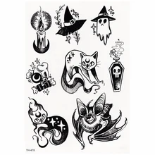 Милая призрачная летучая мышь найклеки-татуировки с котами наклейка для мужчин и женщин водонепроницаемые Временные татуировки боди-арт