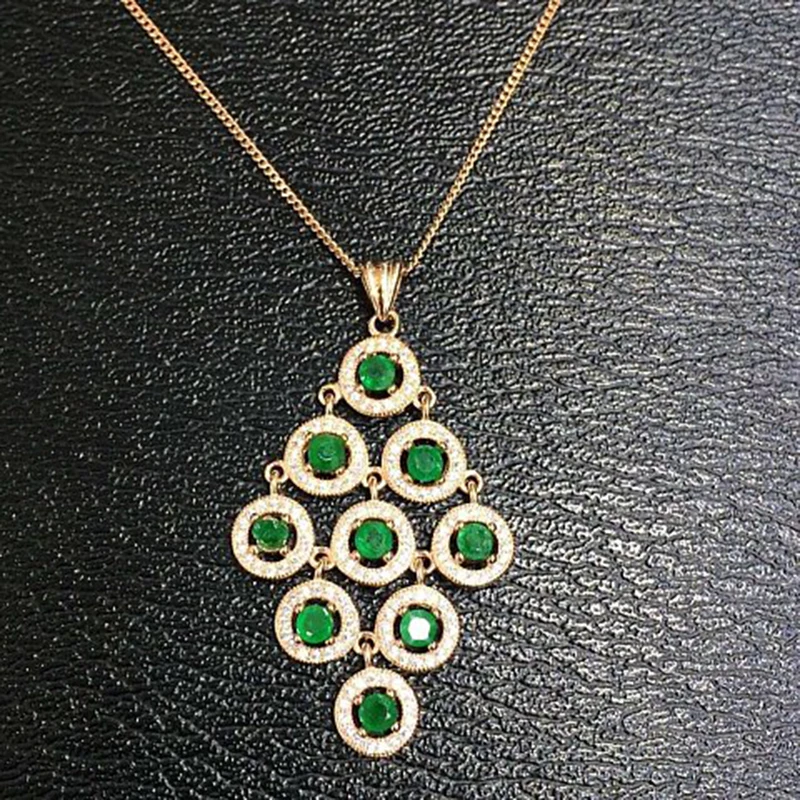 

2017 Qi Xuan_Fashion Jewelry_Colombian Green Stone Fashion Necklaces_Rose Gold Color Pendant Necklaces_Factory Directly Sales