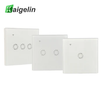 

White Wi-Fi Touch Switch Panel 1/2/3 Gang Wireless Smart Timing and Remote Control via APP Work with Alexa Google Home EU Plug