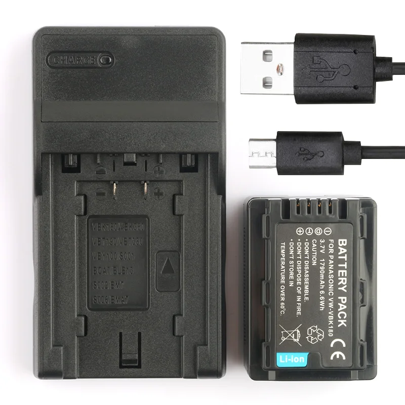 Lanfulang vw-vbk180 Батарея и Батарея Зарядное устройство для Panasonic sdr-s50 sdr-h95 hdc-tm55 hdc-tm60 hdc-tm90 hc-v500