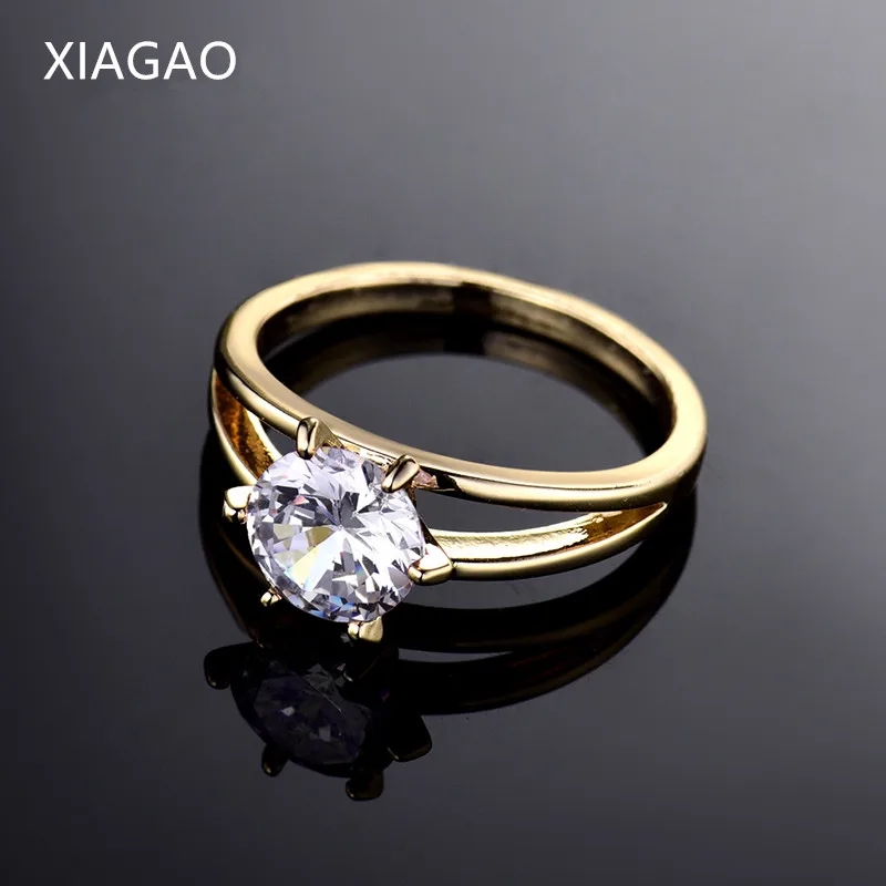 Xiagao брендовые Свадебные кольца с камнем высокое качество кубического циркония Обручение кольца Золотой цвет кольца для Для женщин Jewelry XGR021