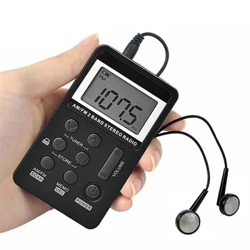 

DOITOP AM FM Stereo Portable Mini Radio Digital Tuning USB FM Radio Digital Frequency With LCD Display Lanyard and Earphone