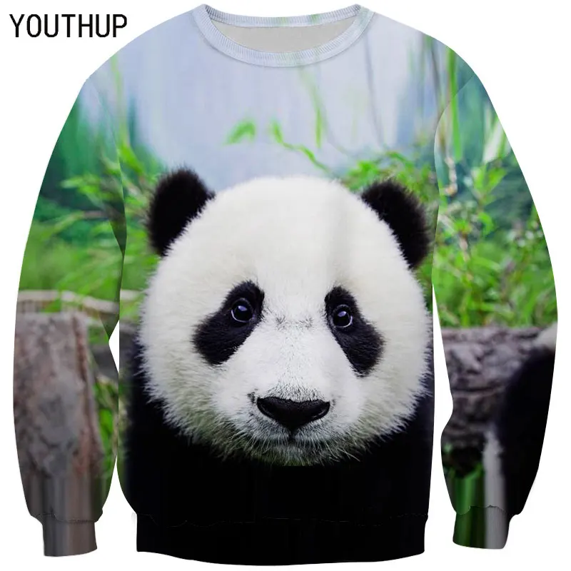Youthup 2018 Лето Для мужчин толстовки 3D принт панда пуловер с длинными рукавами милые Повседневное топы для Для женщин Спортивные костюмы;