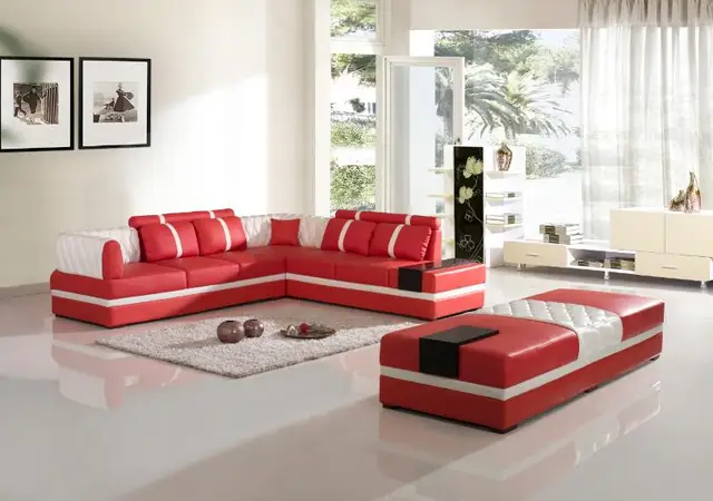 Divani per soggiorno divano moderno set con divani angolari in pelle con grandi pouf in divani per soggiorno divano moderno set con divani angolari in ... Divano moderno in pelle