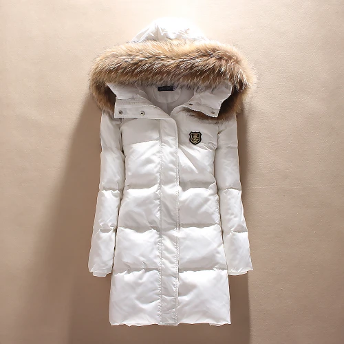 AYUNSUE, женский пуховик,, длинное пальто, для женщин, зимнее, утиный пух, пальто, натуральный мех, воротник, куртки, Doudoune Femme Hiver KJ1023 - Цвет: White-racoon fur