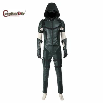 

CosplayDiy Green Arrow season 4 Cosplay Costume Superhero Oliver Queen Green Arrow Halloween Costumes For Adult Men Custom Made