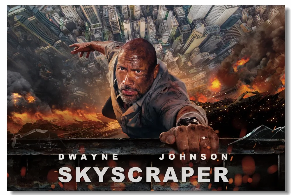Custom Canvas Wall Decor Skyscraper Wallpaper Dwayne Johnson Poster Cafe Stickers Living Room Decorations #0680# | Дом и сад