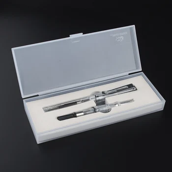 

JINHAO 599 Transparent white student fashion Medium nib fine nib Fountain Pen Student calligraphy pen New Gift box set