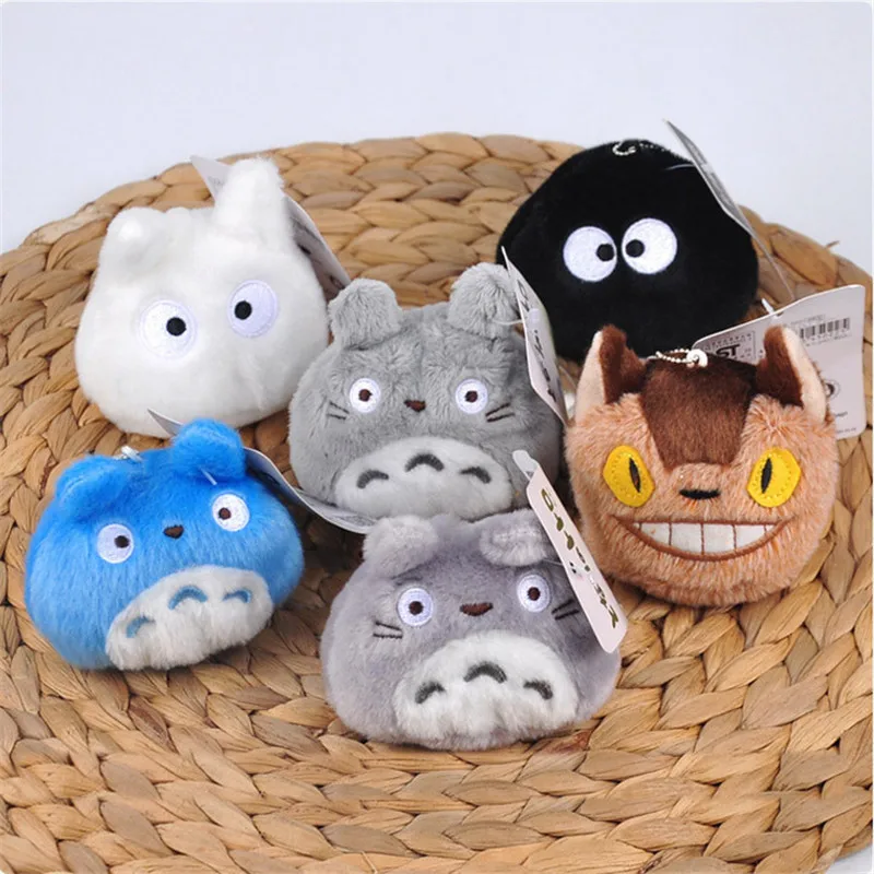 Japan Anime My Neighbour Totoro Plush Dolls Hayao Miyazaki Totoro Bus Cat Spirited Away Coal Briquette Plush Toys 6pcslot 7cm (6)