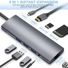 9in 1 USB C Laptop Docking Station USB 3.0 HDMI RJ45 Gigabit SD Audio Fealushon for MacBook Samsung IPhone Huawei Type C statio