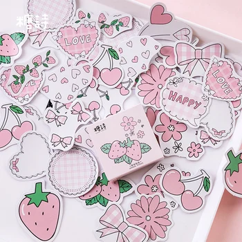 

45 Pcs/box Pink Strawberry child mini paper sticker decoration DIY diary scrapbooking seal sticker kawaii stationery